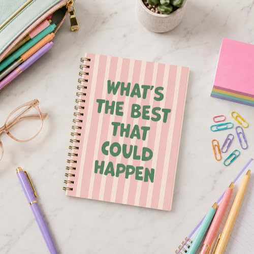 Cute Journal for Girls，Pink Spiral Notebook A5 Hardcover， - color: Happy