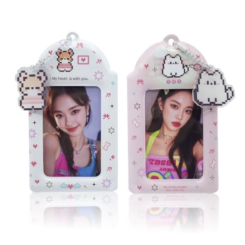 2 Pack K-pop Photocard Holder Keychain, Photo Card Holder with Cute Dog - style: Dog