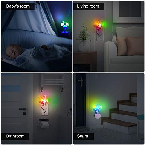 Mudder 6 Pack Plug in LED Mushroom Night Light, Water Plants, Lotus Leaves - style: Water Plants, Lotus Leaves
