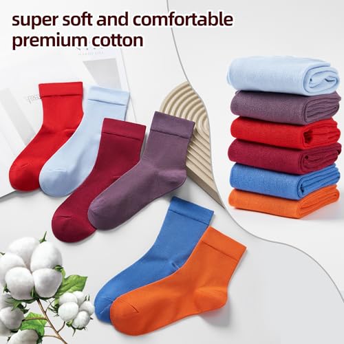 Corlap Women's Thin Above Ankle Socks-6Pairs Cotton Bootie Dress Crew Socks - color: 6 Pairs Bright Colors, size: 9-11