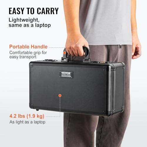 VEVOR Card Storage Box - 4 Slot Case with Coded Lock, Foam Dividers, Holds 76 BGS or 84 SGC Cards - size: 108 PSA, style: Coded Lock