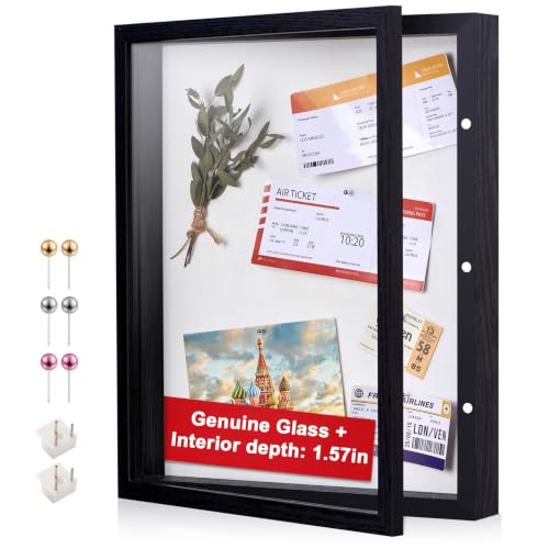 11x14 Black Deep Shadow Box Picture Frame with HD Clear Glass - color: Black, size: 11x14