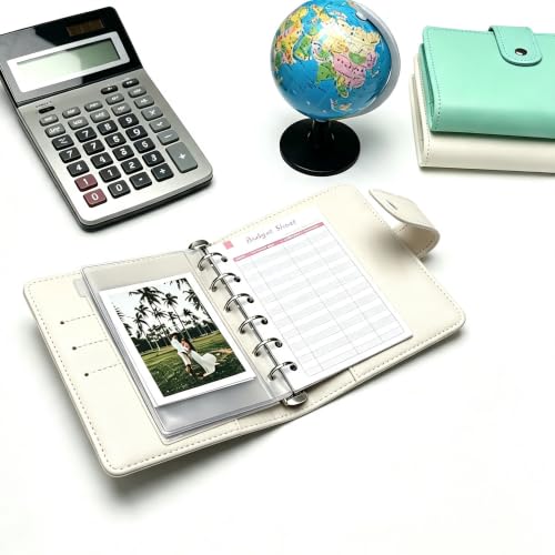 A7 Crocodile Budget Binder Cover - Mini Binder Wallet for Cash Saving, 6-Ring Planner Cover with Hidden Snap Buckle, Beige - color: Beige, size: A7