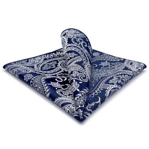S&W SHLAX&WING Mens Pocket Square Paisley Multicolor Large for Business Wedding - color: Ah87