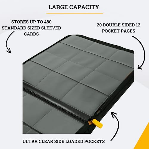 Card Guardian 12 Pocket Card Binder with Zipper, Black - color: Black