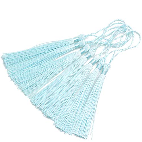 100Pcs 5 Inch Silky Bookmark Tassels for Jewelry, Souvenir(Light Blue) - color: Light Blue
