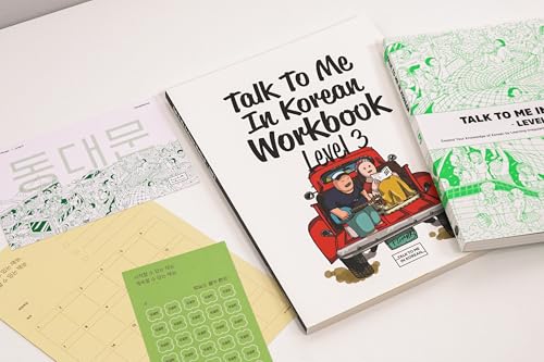 Talk To Me In Korean Level 3 Textbook & Workbook Beginner Bundle – Complete Set for Adult Beginners with 3 Exclusive K-Study Goods: Progress Tracker, Stickers & Postcards Included
