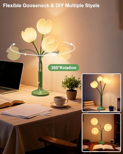 Lightdot Flower Green Table Lamp Dimmable 3 Bulbs Included Gift for Nursery - color: 12-Green-Flower-3U