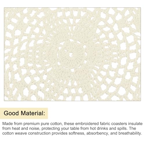 uxcell Crochet Doilies, 8Pcs 8" - Handmade Crochet Cotton Coaster, Round Lace Placemats with Floral Patterns for Wedding Party Decoration (Beige) - color: Beige