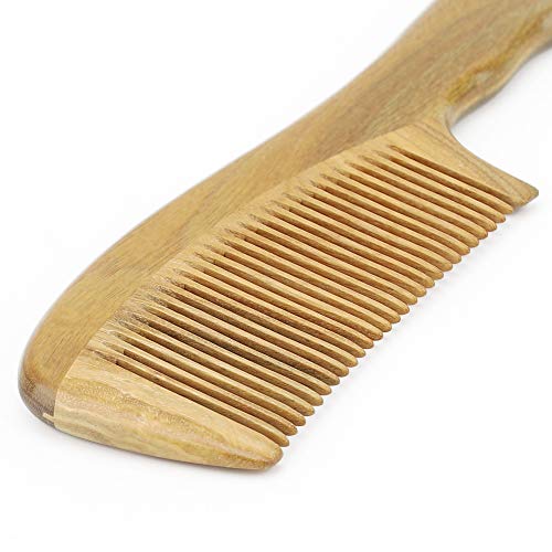 Onedor Handmade 100% Natural Green Sandalwood Hair Combs - Anti-Static Sandalwood Scent Natural Hair Detangler Wooden Comb (Fine Tooth) - style: Fine Tooth