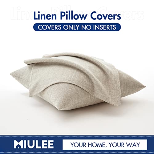 MIULEE Pack of 2 Linen Textured Pillow Covers, 18x18 Inch Taupe - color: Taupe, size: 18" x 18" (Pack of 2)