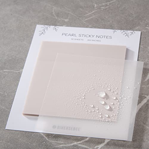 DiverseBee 50 Sheets Pastel Transparent Sticky Notes, 3x3” Clear Sticky Tabs, Translucent Page Flags Book Markers Stickers, Planner Accessories, Bible Journaling Study Office School Supplies (Pearl) - color: Pearl