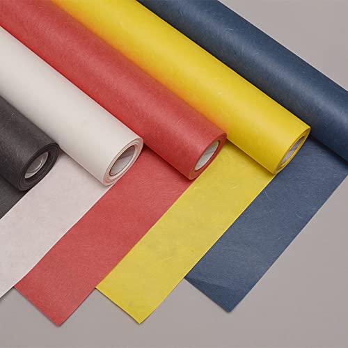 O-Bang Ji, Colered Hanji Paper Roll, Natural Fiber Unyong Texture / 45gsm, 21.3" x 590" / Korean Traditional Mulberry Paper (White) - color: White