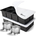 Ice Cube Molds, 2 Pack Silicone Trays for 8 Large Square Cubes - color: Black_2