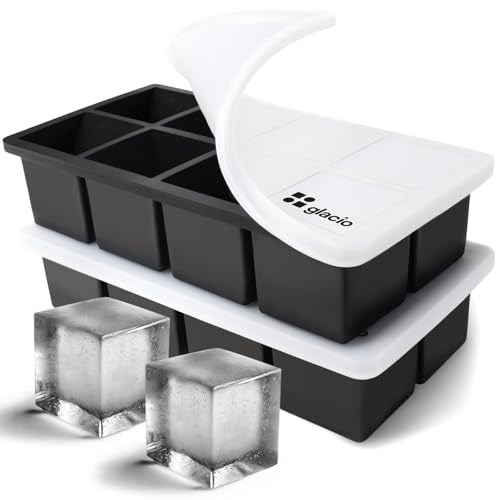 Ice Cube Molds, 2 Pack Silicone Trays for 8 Large Square Cubes - color: Black_2