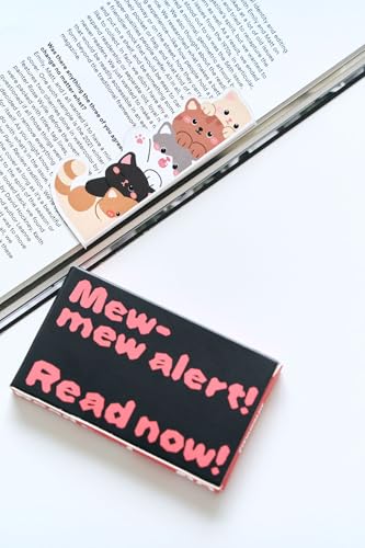 5pcs Cute Magnetic Bookmark, Funny Peeping Cat Book Marker Clip for Kids, Women, Teachers, Students, Book Lovers Gifts, Printing on 2 Side - color: Cat