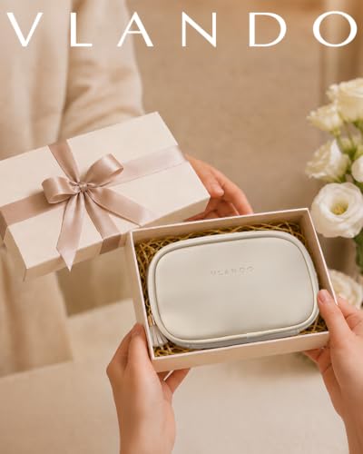 VLANDO Small Makeup Bag for Purse, Fits Lip Gloss,Brow Pencils,Cream White - color: Small-Cream White