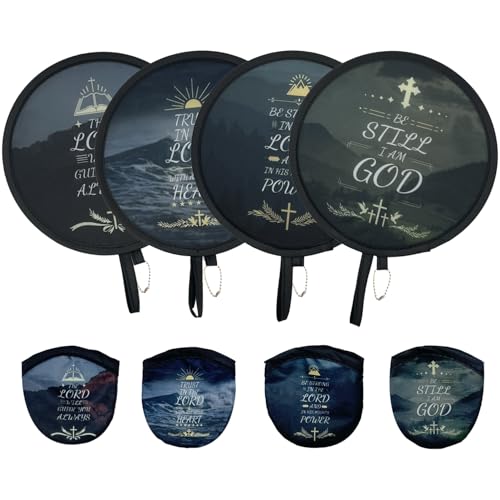 Round Foldable Hand Fans, Style Handheld Fans Cooling Foldable, Round Japanese Folding Fans Handheld for Indoor Outdoor Travel, Events, Festival, Party Decoration (Christian) - color: Christian
