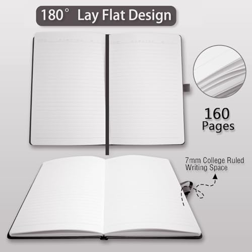 Heture Hardcover Notebooks, A5 Lined Journals Notebook for Writing 160 Pages, 8.2 x 5.5 inch, Classic Ruled Notebooks for College/Work/Travel (Black, 8 Pack) - color: Black, size: 8 Pack