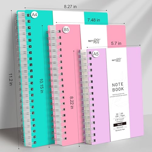 RETTACY Spiral College Ruled Notebook, 300 Pages, A5 Size (5.7" x 8.2") - color: Lilac, size: 5.7" x 8.2"