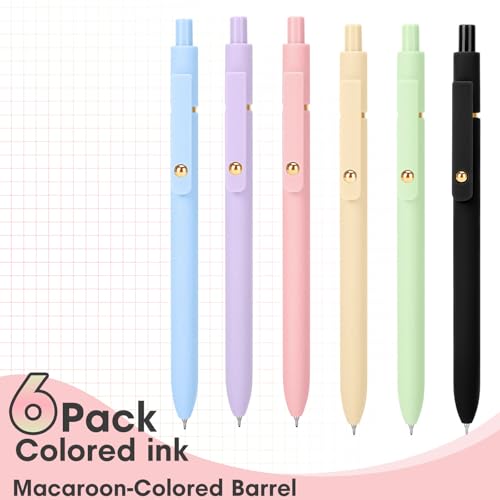 Ddaowanx Colored Gel Pens Set,0.5mm Retractable Quick Dry Colorful Ink Pens - color: 6Pcs-Aesthetic Colors, size: 1 Count (Pack of 6)