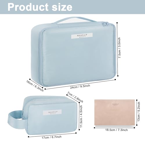 Queboom Travel Makeup Bag Cosmetic Bag Toiletry Bag for Women & Men - color: Blue-3pcs