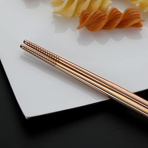 DEVICO Travel Utensils with Case, 5 Piece Portable Silverware Set for Work - color: Rose Gold