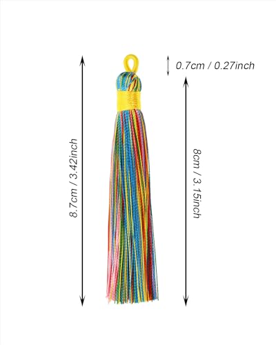 Tupalizy 10PCS Handmade Soft Silky Tassels with Hanging Loop for Bookmarks Keychains Earring Bracelets Jewelry Making Souvenir Graduation Clothing Sewing Gift Tag Art DIY Craft Projects (Colorful) - color: Colorful