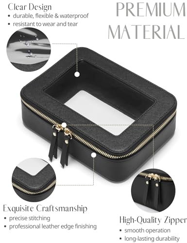 Popvibe Clear Makeup Bag with Zipper, Women Travel Toilrty Bag Black Medium - color: Black, style: Medium Moda
