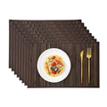 Bamboo Placemats Set of 8 with Fabric Border, Table Mats, Walnut - color: Walnut, size: Set of 8