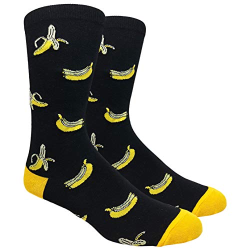 Urban Peacock Men's Novelty Fun Dress Socks Multiple Patterns/Multi-pair Options! - color: Bananas - Black