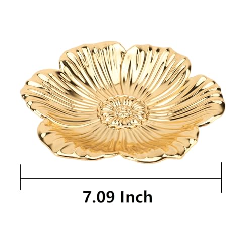Tissting Round Gold Metal Serving Tray, Coffee Table Trays Decorative, Vintage Fruit Bowl, Vintage Metal Dessert Plates, Turkish Embossed Decorative Tray for Coffee Bar Snack Dessert (7.09") - size: 7.09 inches