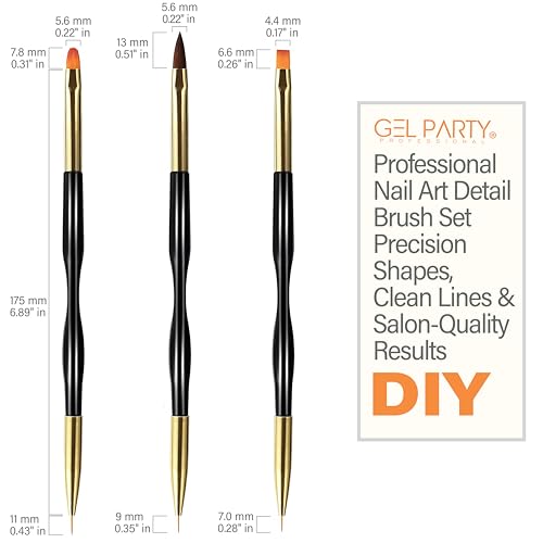 GELPARTY 32-Piece Nail Art Brush Set Professional Brushes for Acrylic, Gel, UV, Ombre, Dotting & 3D Designs | Drawing Pen For Gel Complete Kit for Salon & DIY Use