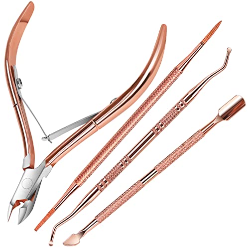 FANDAMEI Cuticle Trimmer, Cuticle Kit, Cuticle Pusher, Cuticle Nippers - color: Rosegold