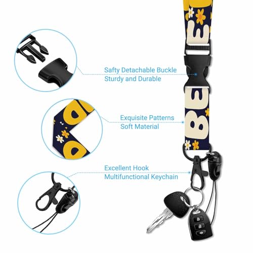 ID Badge Holder Be Kind Badge Holder with Lanyard Small Yellow Flower Badge Holder for Workplaces Events Schools - color: Be Kind