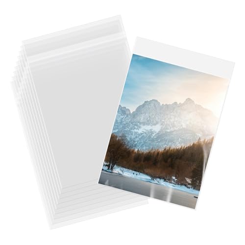 AUEAR 9"x12" Clear Plastic Sleeves Storage Bags for Art,Pictures, 100 Pack - size: 9 x 12 inches