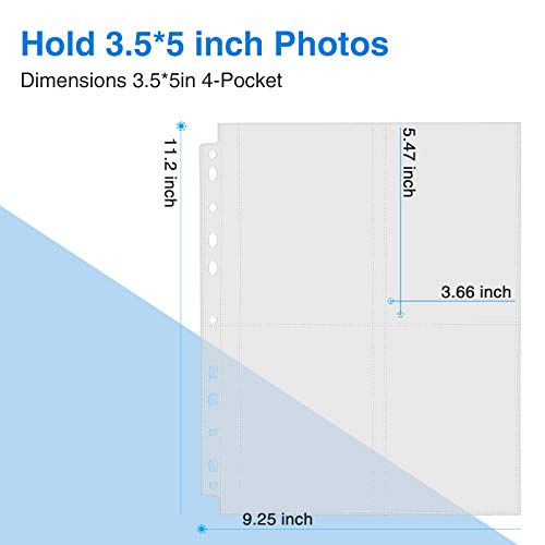 Sooez 30 Pack 3.5x5 Photo Sleeves for 3 Ring Binder, Hold 240 Pictures - size: 3.5x5" 4-Pocket