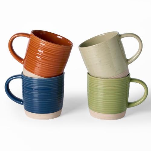famiware Coffee Mugs Set of 4, 13 oz Mug Set, Ceramic Cup Set with Handle - color: Constellation- Multicolor-Earthy Tones, size: 4 Count (Pack of 1)