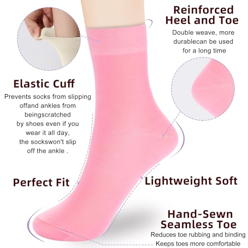 Corlap Women's Thin Above Ankle Socks-6Pairs Cotton Bootie Dress Crew Socks - color: 6 Pairs Fresh Color, size: 9-11