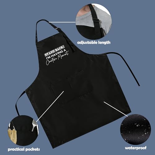 Funny Apron for Men Women,Humorous Kitchen Apron- Grilling Cooking BBQ Accessories, Gift for Dad Husband - color: Stand Back I'm Having a Creative Moment