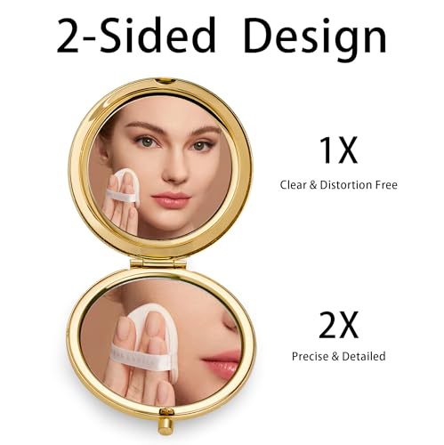 Compact Mirror for Purse, Metal Round Shell, Double-Sided 1X/12X Magnifying, Portable Travel Makeup Mirror, Mini Pocket Mirror, Mix, 4 Packs - color: Multi Color