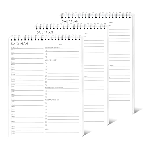 3PC Daily Shedule Planner Half-Hourly Personal Organizer 6.5"x 9.8" - color: 3 PCS White-Hourly-L