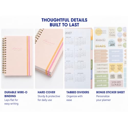 WORLD TRAVELER Academic Planner School Organizer Jul 2026-Dec 2027, 7"x9" - color: Pastel Pink
