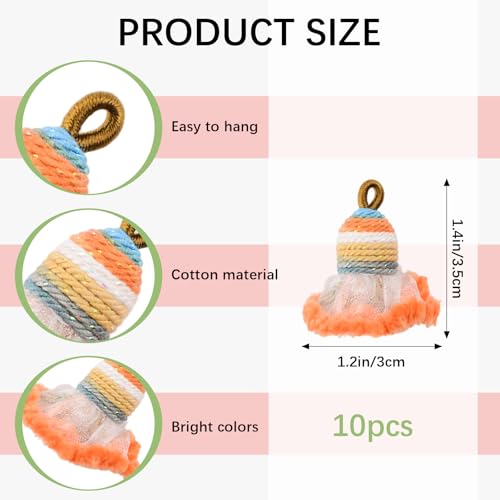 Colorful Tassel Pendants, 10 Pcs Small Cotton Tassel Bulk, Multi-Color Key Chain Tassel Ornaments for Banner Jewelry Making DIY Craft Home Decoration - color: 10 Colors-3.5cm