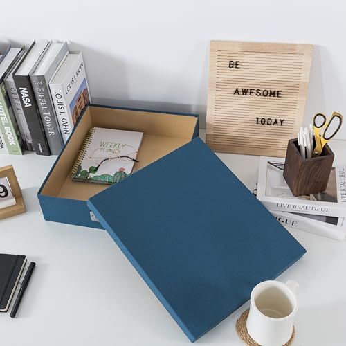 Soul & Lane - Blue Scrapbook Photo Storage Box with Lid, 14.8x13x3.7 In - color: Blue