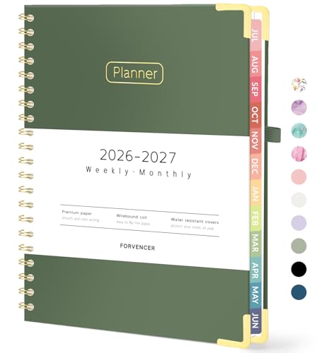 Forvencer Academic Planner 2026-2027, Calendar Jul 2026-Jun 2027, 8.5"x11" - color: Dark Green, size: 8.5"x11" (Jul 2026 - Jun 2027)