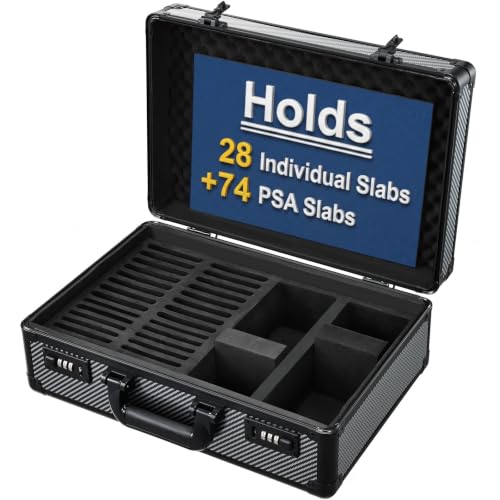 Graded Card Case with Individual Slots Storage Box, Trading Card Cases for Sports Cards with Combo Lock, Card Slab Case for Baseball Cards Storage, Graded Cards Display Box X-Large - color: Black with Slots
