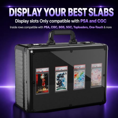 VALUN Carbon Fiber 160+ Graded Card Storage Box; Durable Sports, PSA Card Storage Box - Organizer Slab for Your Collection - For Baseball, Football, TCG, MTG Cards - Slab Case - color: Carbon Fiber Display, size: 4 Row