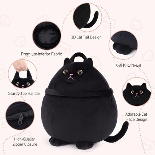 Funny Cat Makeup Bag, Large Cute Travel Toiletry Cosmetic Pouch Organizer - color: A-Cat-Black02