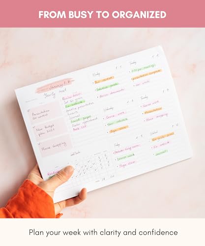 Lamare Weekly Planner Notepad – Premium Undated Weekly To Do List Notepad - color: Pink